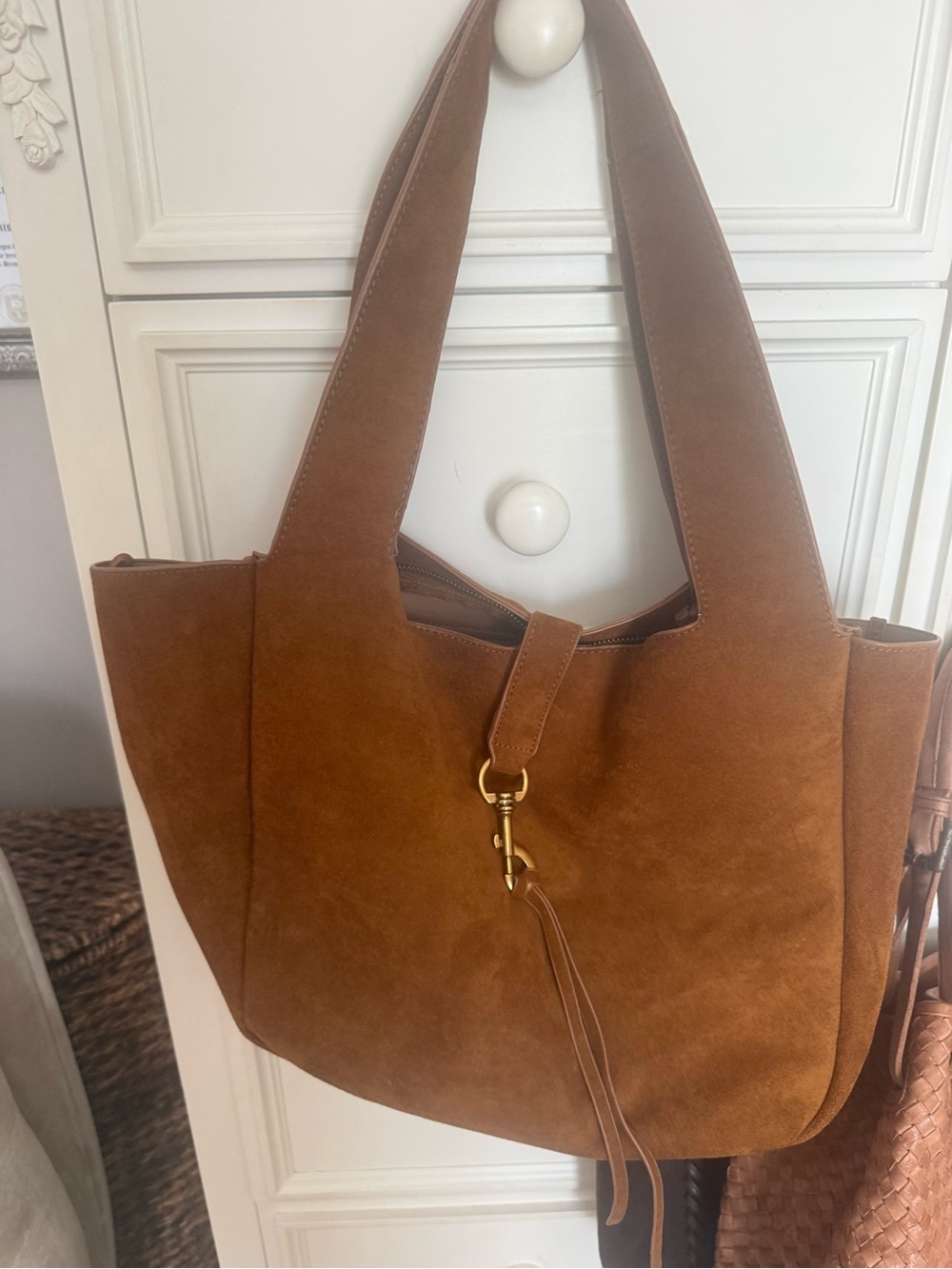 Brown Suede Tote Bag - Classic Everyday Handbag
